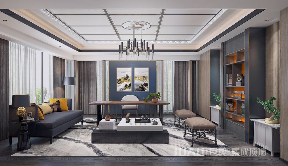 中式書(shū)房效果圖-巨奧